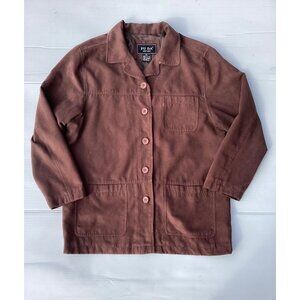 Woman’s‎ Fu Da  New York Brown Button-Up Jacket XL 100% Polyester Casual Coat